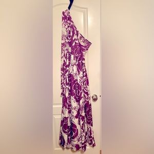 One shoulder bow detail floral print dress